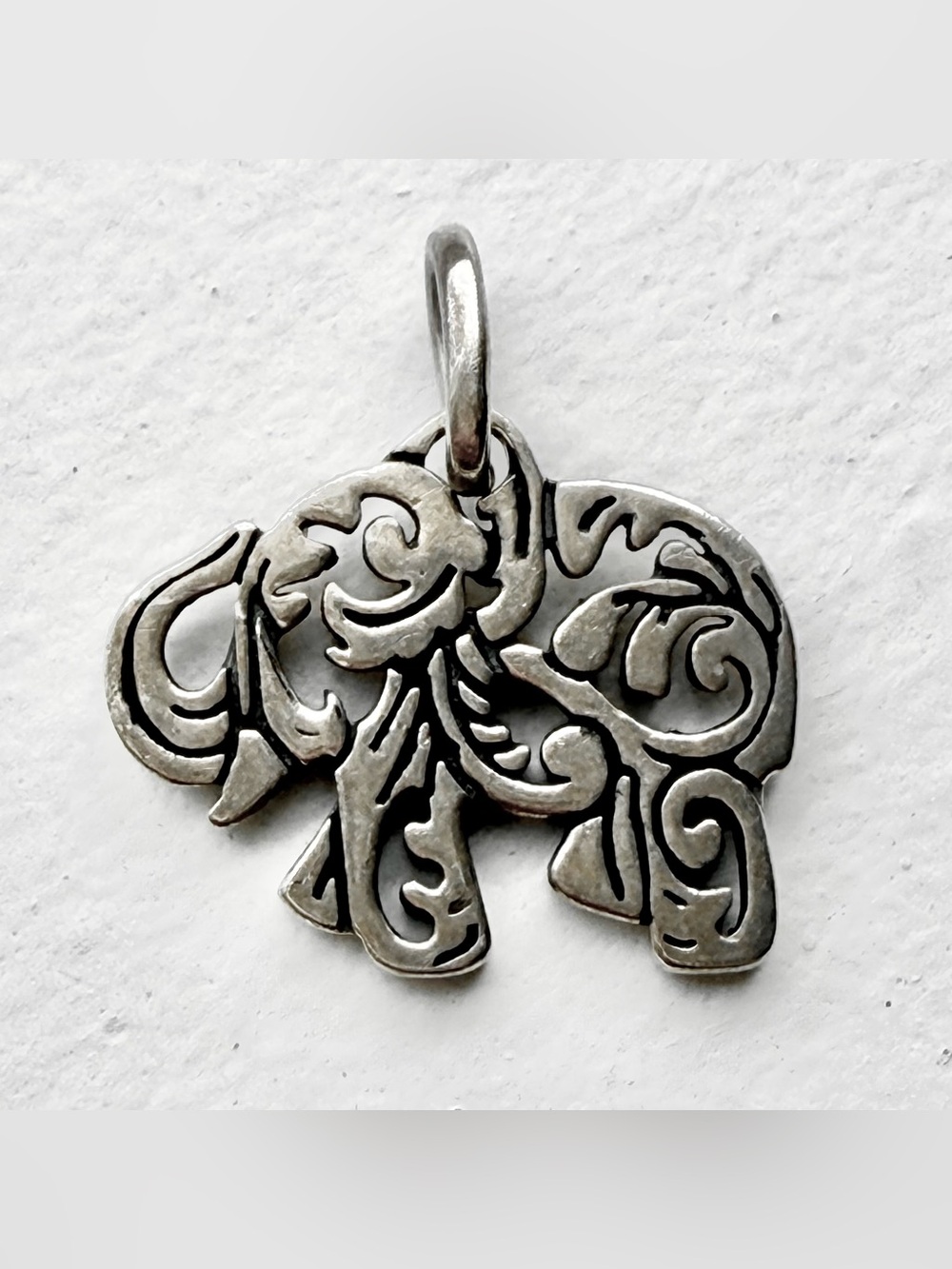 TOUS Open Floral Filigree Elephant Silver Pendant